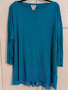 Monroe & Main Teal Layered Long Sleeve Tunic